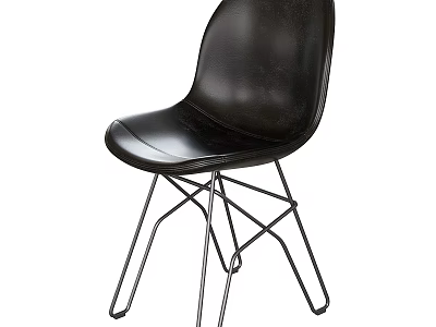 Modern Black Leather Single Chair With Metal Frame For Living Room Design 3d model