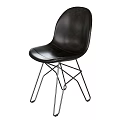 Modern Black Leather Single Chair With Metal Frame For Living Room Design