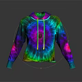 Vibrant Tie Dye Drawstring Hoodie With Multicolored Design For Fashionable Look