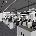 Modern Public Office Space With Open Layout Workstations Computers And Large Windows 3d model