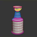 Silver Trophy Sculpture With Detailed Carved Design And Layered Base