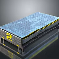 Industrial Metal Platform Furniture with Diamond Pattern Surface Yellow Black Stripe Edges and Number 2