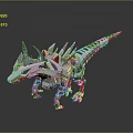 Mechanical Dinosaur Character 3D Model With Silver Metallic Texture Spiked Back And Detailed Mechanical Structure 3d model