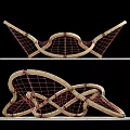 Intertwined Climbing Play Equipment With Wooden Frame And Red Net Structure