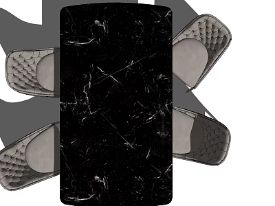 Modern Dining Table Set With Black Marble Top And Padded Chairs 3d model