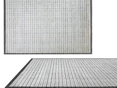 Square Light Gray Rug With Vertical Stripes And Dark Border For Home Decor 3d model