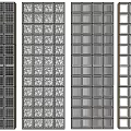 Modern Glass Partition Panels With Metal Grid Frames And Textured Design 3d model