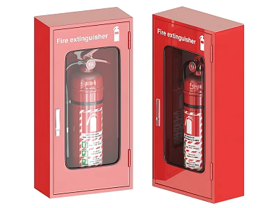 Red Fire Extinguisher Cabinets With Transparent Doors For Safety Equipment 3d model