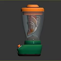 Electric Blender With Orange Lid Silver Jar Measurement Markings Green Base And Orange Buttons