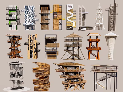 Sleek Diverse Tower Designs Featuring Modern Traditional And Unique Structures 3d model