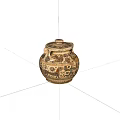 Traditional Ceramic Jar With Lid Double Handles And Intricate Decorative Patterns 3d model