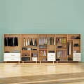 Modern Wooden Wardrobe With Multiple Compartments Hanging Sections And Storage Drawers 3d model