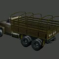 Military Green Functional Vehicle With Open Cargo Bed And Multi Wheel Design