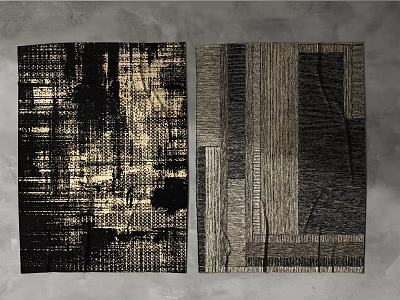 Two Square Rugs With Abstract Patterns And Neutral Tones 3d model