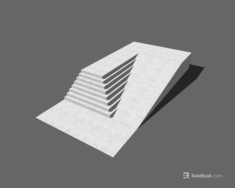 Modern White Concrete Staircase Design With Minimalist Structure And Clean Lines 3d model
