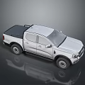 Silver Modern Double Cab Pickup Truck With Black Bed Cover Sleek Exterior Design