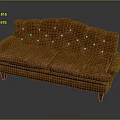 Elegant Vintage Orange Sofa With Tufted Buttons And Wooden Legs For Living Room