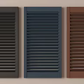 Window Shutters in Black Blue Brown Colors Arranged Side by Side 3d model