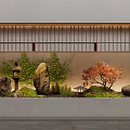 Japanese style landscape sketch courtyard sketch 3d model