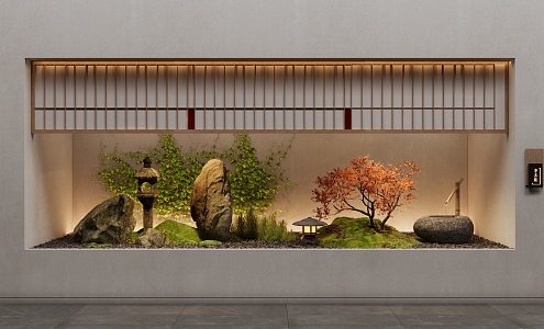 Japanese style landscape sketch courtyard sketch 3d model