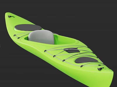 Green Recreational Kayak With Comfortable Gray Seat And Storage Straps For Outdoor Activities 3d model