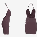 Purple Halter Neck Dress with Deep V Neck Sparkling Sequins and Side Slit Design