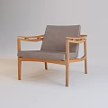 Stylish Leisure Chair With Wooden Frame And Gray Comfortable Cushion Design