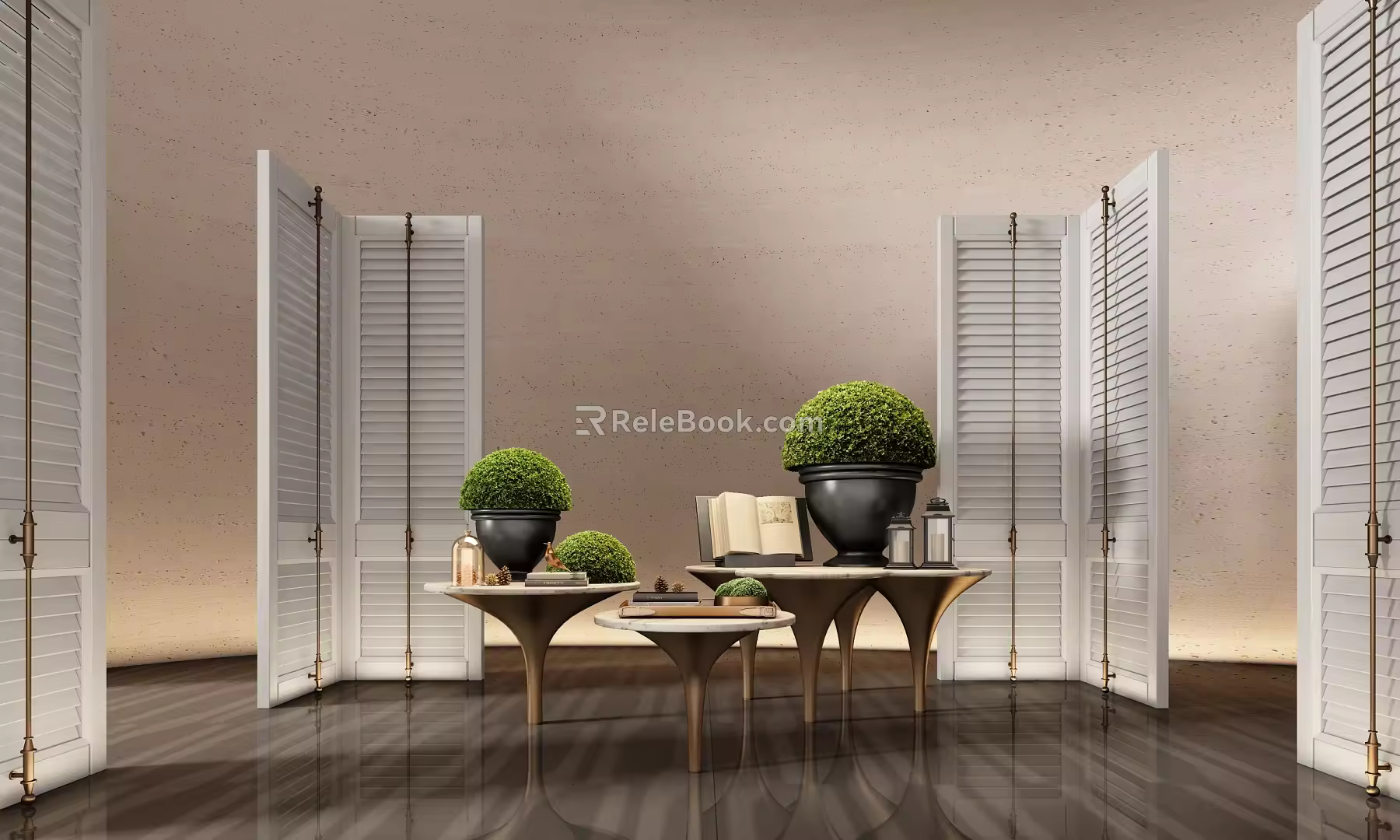 CCD Hotel End View Desk Ornaments Floriculture Combination Green Plant Table Lamp Table Moss Screen 3d model