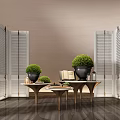 CCD Hotel End View Desk Ornaments Floriculture Combination Green Plant Table Lamp Table Moss Screen 3d model