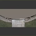Historic Stone Arched Gate With Stone Wall Steps And Green Grass 3d model