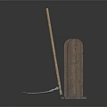 Wooden Tool Racks With Hanging Hardware Tools And Hay Fork 3d model