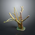 Artistic Tree Stump Model With Brown Branches Green Base And Tiny Green Shoot