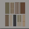 Diverse Wardrobe Doors Featuring Louvered Grid Panel Textured And Multiple Colors 3d model
