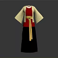 Traditional Clothing Red Top Gold Wide Sleeve Overcoat Yellow Belt Black Skirt