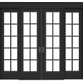 Modern Black Frame Glass Sliding Doors With Grid Pattern For Home Interior Design 3d model