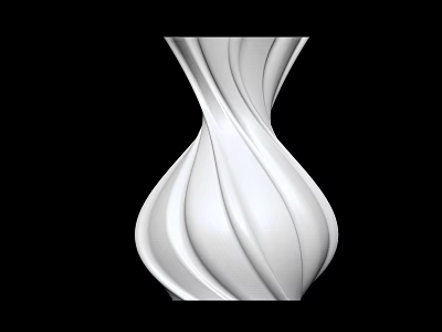 Elegant White Twisted Vase With Curved Texture For Modern Home Decoration 3d model