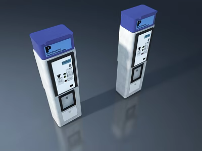 Modern Swing Door With Blue Top Display Screen And Control Panel 3d model