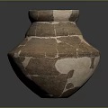 Traditional Ancient Pottery Sculpture Featuring Detailed Carved Patterns And Cracked Texture