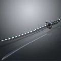Traditional Samurai Sword With Sharp Curved Blade Decorative Tsuba And Reflective Surface