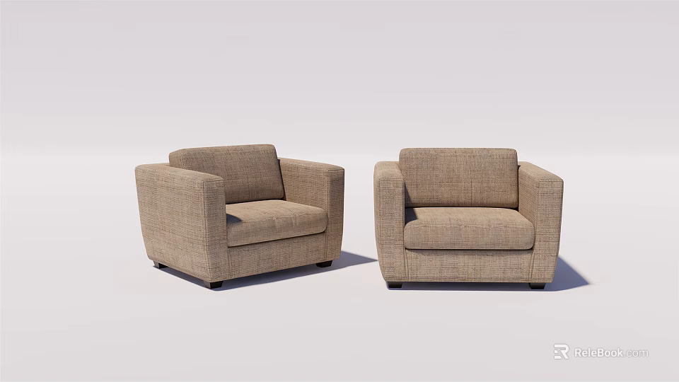 Stylish Modern Beige Fabric Single Sofa Design For Living Room Interior 3d model