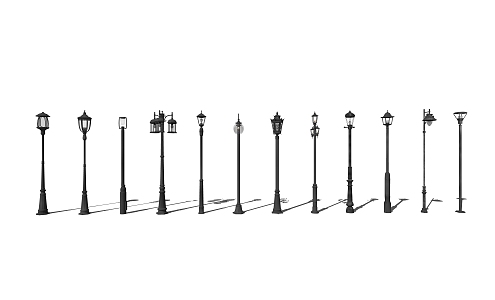 European-style iron street lamp 3d model