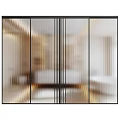 Modern Sliding Doors With Black And Gold Frame Glass Panels For Interior Design