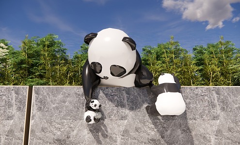 Modern City Sculpture Panda Sculpture Panda Sculpture Creative Panda Sculpture Geometric Panda Sculpture Commercial Landscape Internet Celebrity Device 3d model