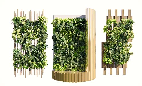 Modern Green Plant Wall Fujimoto 3d model