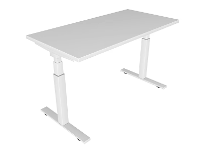 White Adjustable Height Standing Desk With Stable Frame And Modern Design 3d model