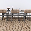 Chinese style outdoor dining table and chair combination 3d model