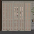 Decorative Wooden Folding Room Divider With Carved Patterns For Interior Design 3d model
