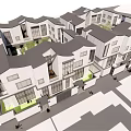 Modern Semi detached Villas with White Exteriors Gray Roofs and Green Courtyards