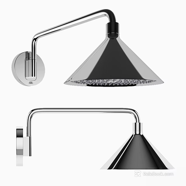 Modern Chrome Shower Faucet With Wall Mounted Design And Sleek Metal Structure 3d model 