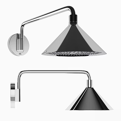 Modern Chrome Shower Faucet With Wall Mounted Design And Sleek Metal Structure 3d model